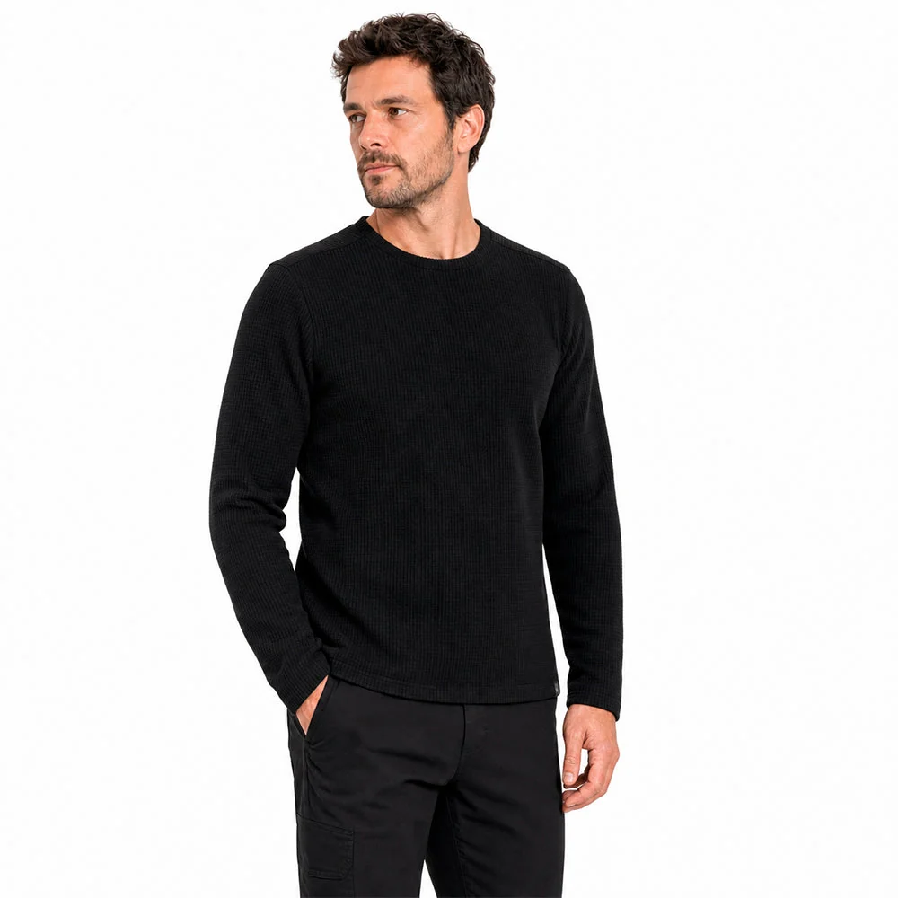 Blusa Fleece Sólid Manga Longa/Gola Careca Masculina Muvin Preta