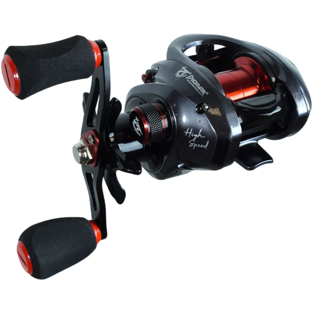 Carretilha Crossfire XH BC Reel de Esquerda, em Nylon e Alumínio 215g Preto Pioneer