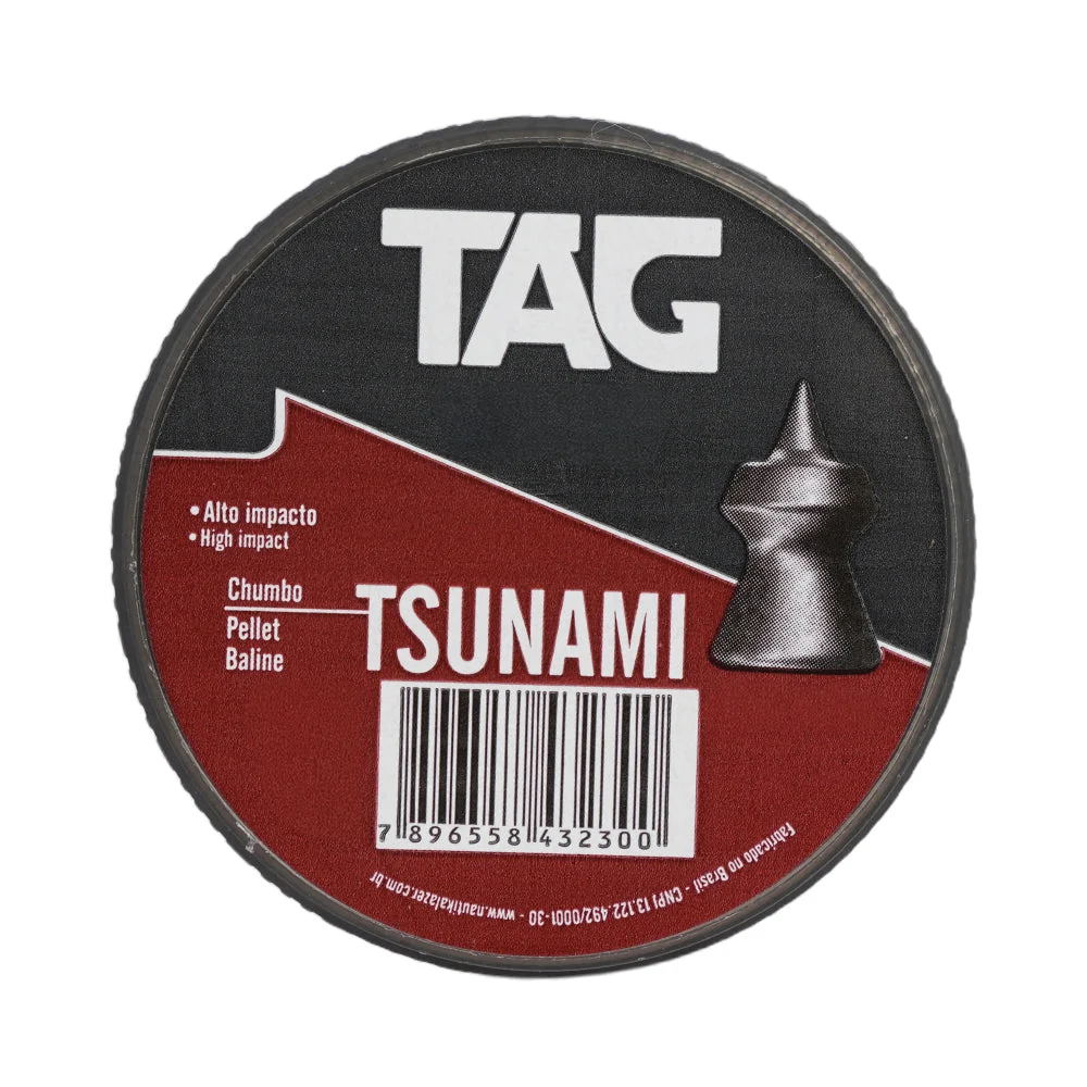 Chumbinho Tsunami 5,5 mm TAG com grande poder de impacto - 125 peças