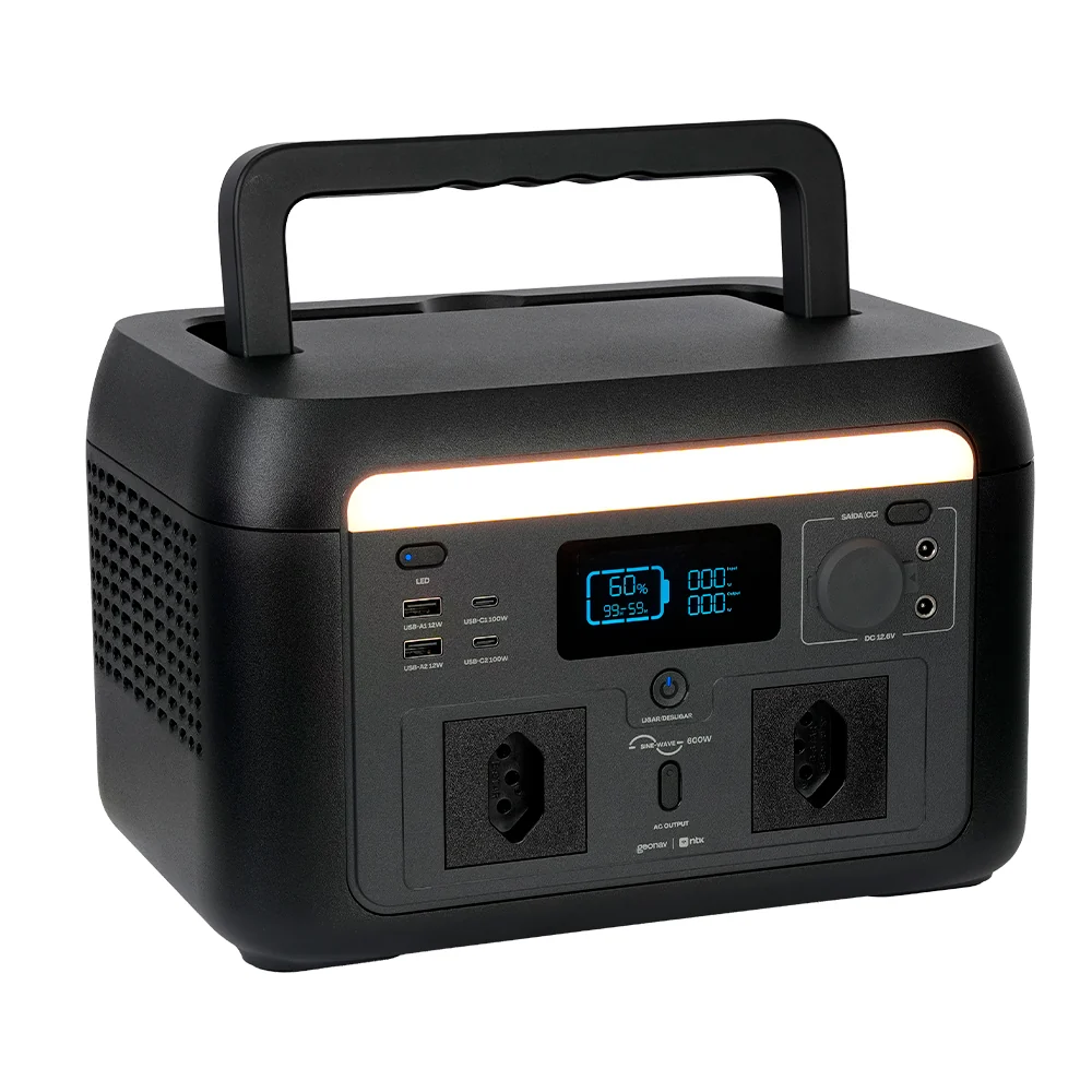 Estação de Energia Portátil 600W com Bateria LiFePO4