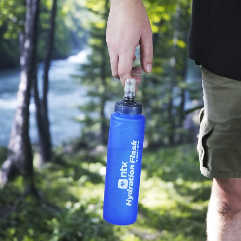 Garrafa Flexível Flask 500ml com Bico Anti Vazamento para Atividades ao Ar Livre Azul NTK