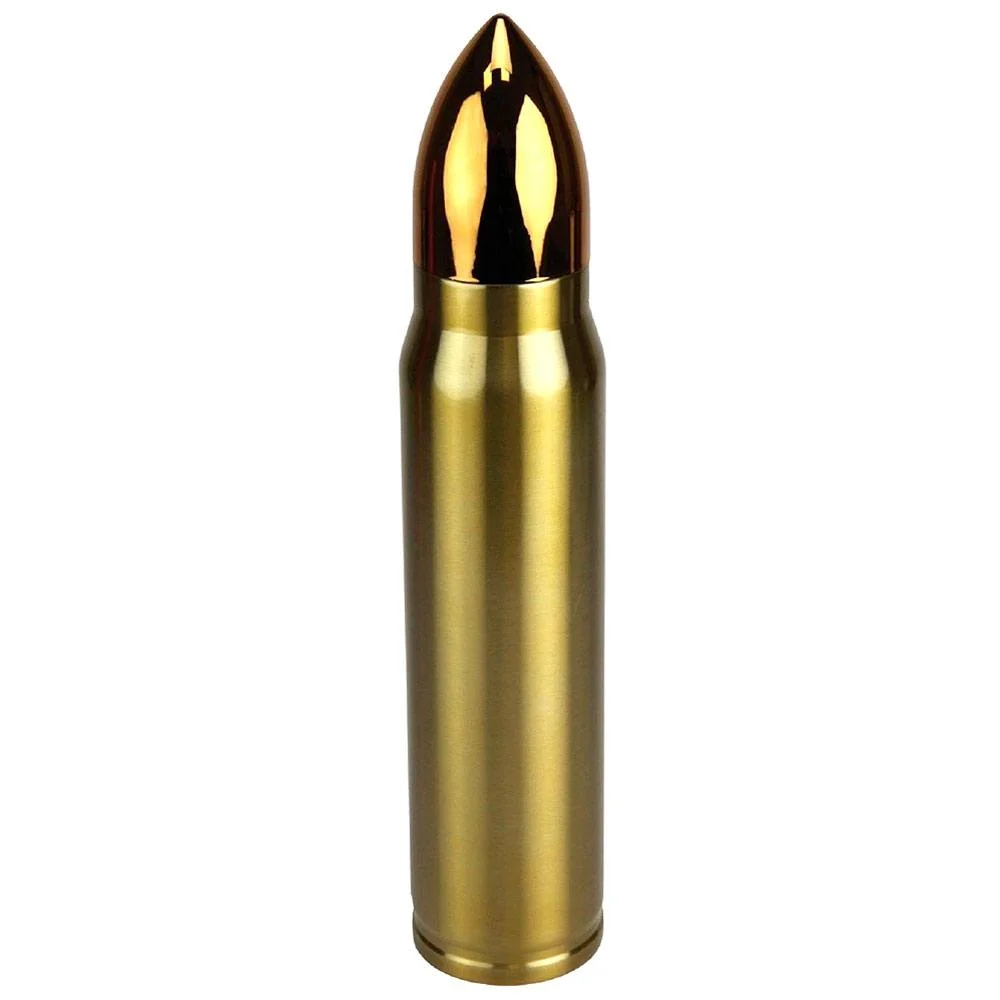 Garrafa térmica Bullet TAG em formato de projétil de 1L