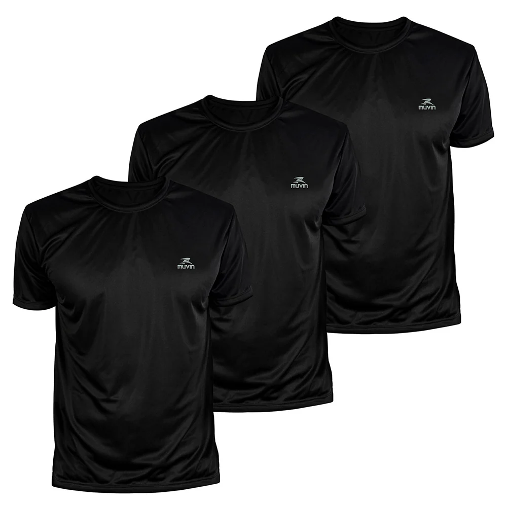 Kit 3 Camisetas Masculinas Color Dry Workout SS Muvin