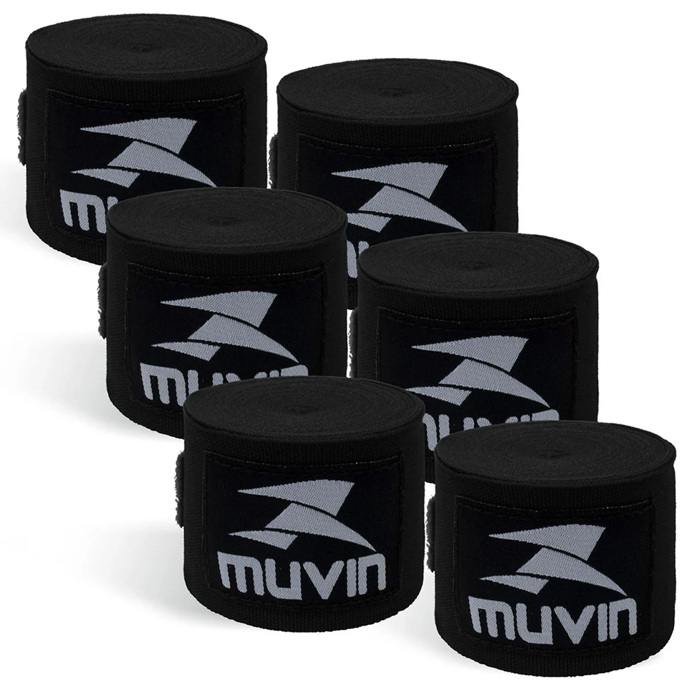 Kit 3 Pares de Bandagem Elástica 5m Muvin para Boxe, Muay Thai e MMA