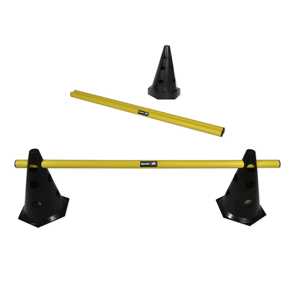 Kit Barreiras de Salto com Cone - 24cm - 3 unidades - Preto/Amarelo