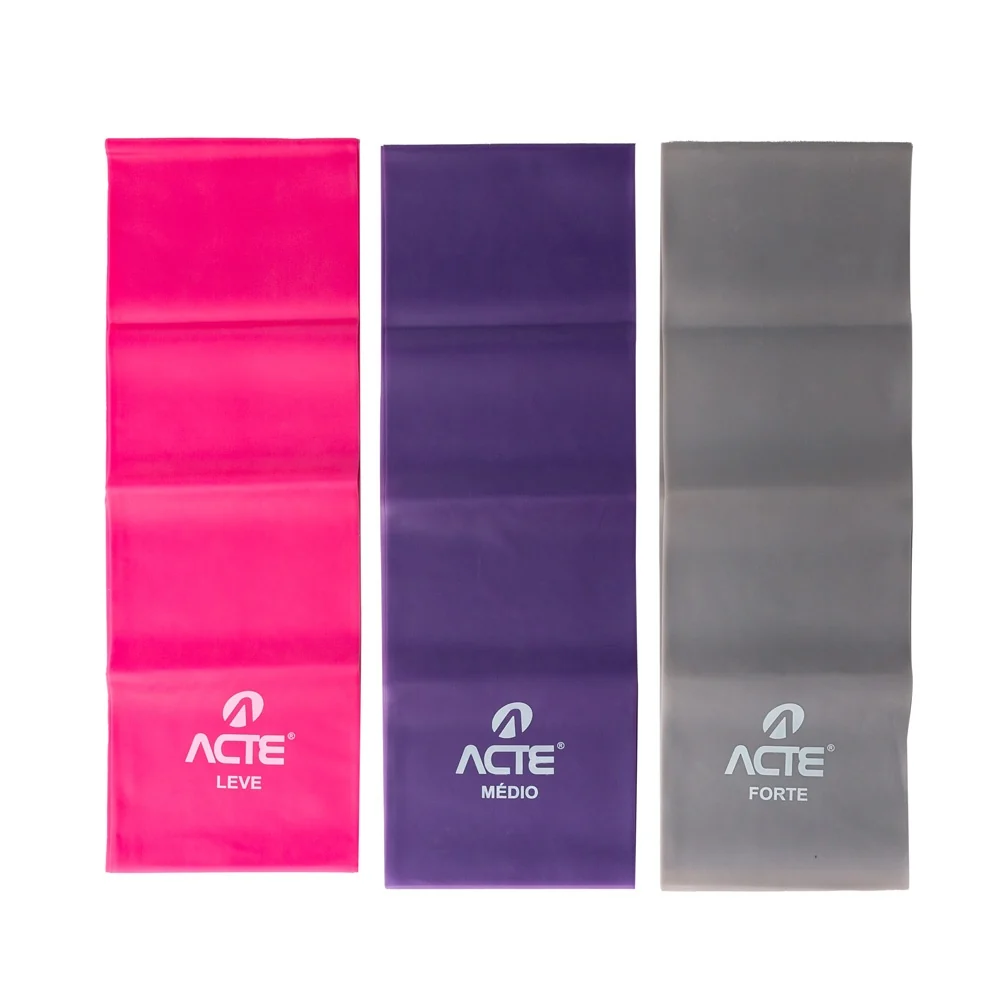 Kit de 3 Faixas Elásticas T13-R Acte Sports Fácil/Médio/Difícil
