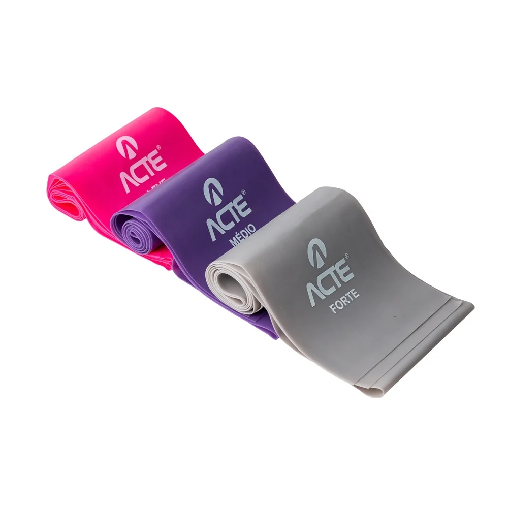 Kit de 3 Faixas Elásticas T13-R Acte Sports Fácil/Médio/Difícil