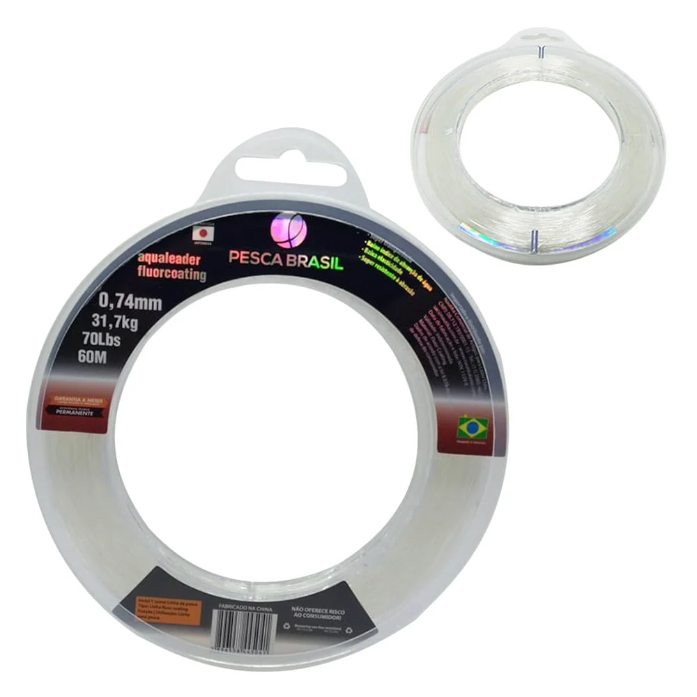Linha de Pesca 60m Aqualeader Fluorcoating 0,33mm 7,2kg Pesca Brasil