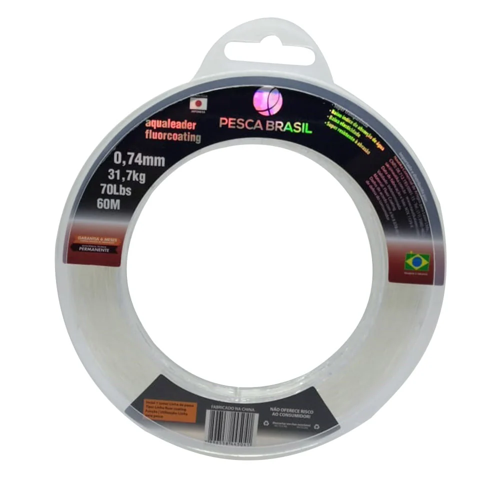 Linha de Pesca 60m Fluorcoating de Alta Resistência 0,37 mm 9,1 kg com Fluorcarbono