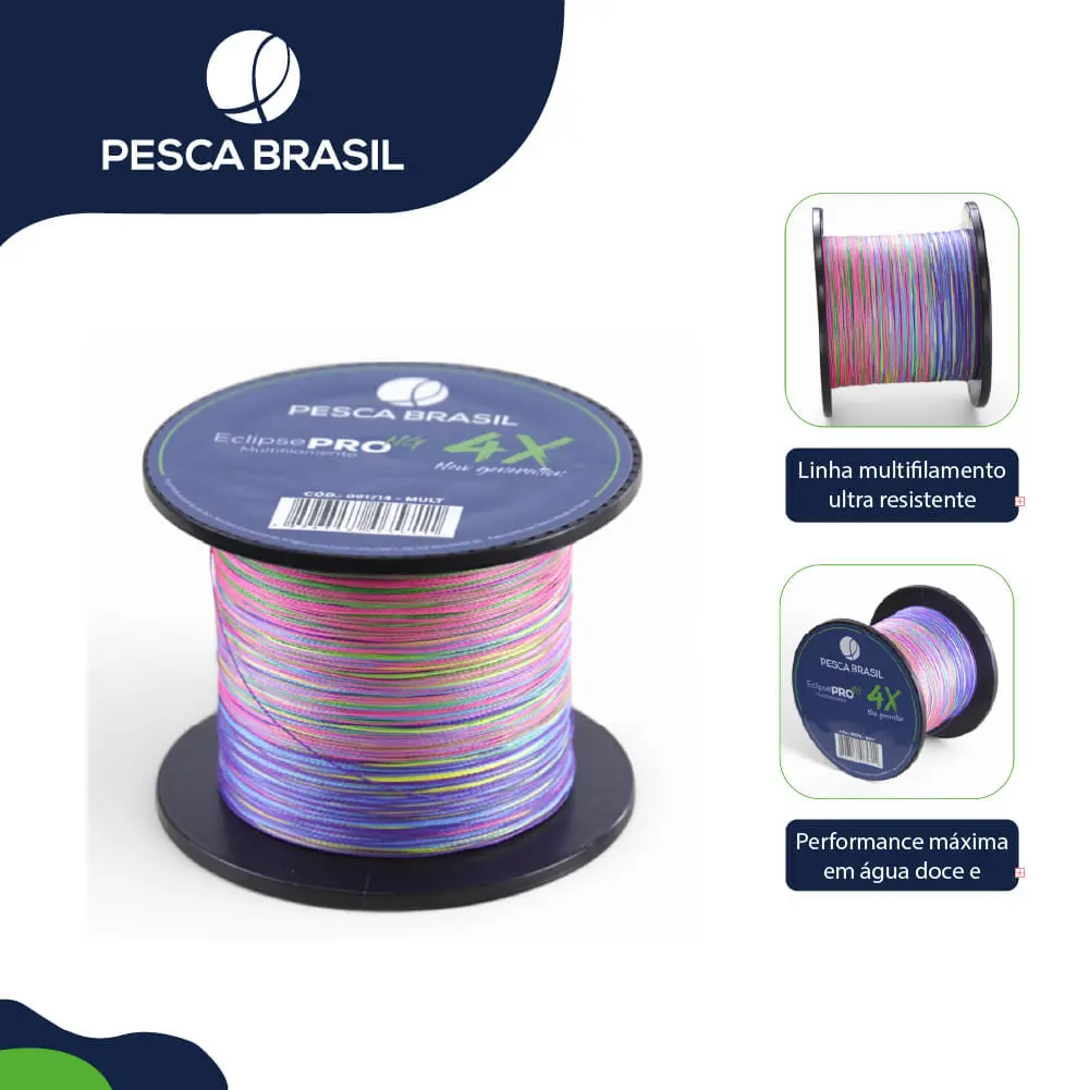 Linha de pesca 500m Linha Multi Eclipse Pro 4X NG Pesca Brasil 0,18 mm