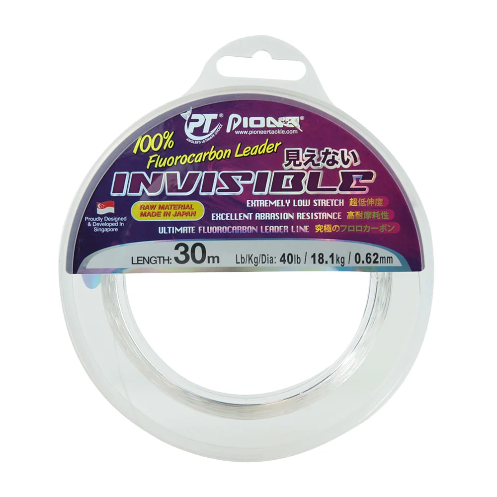 Linha de pesca de Fluorocarbono Pioneer Invisible 40lb 30m – Alta Resistência e Invisível na Água