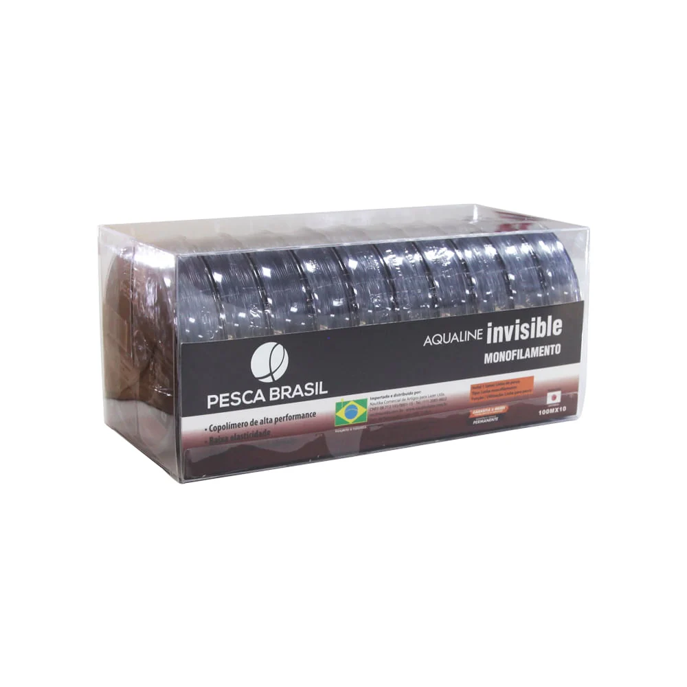 Linha de pesca monofilamento Aqualine Invisible Pesca Brasil 10 unidades