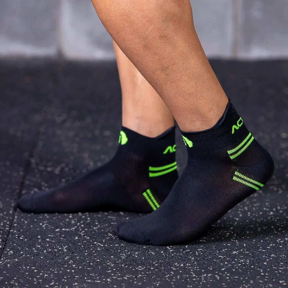 Meia de Corrida Cano Curto 39-43 F14-PV Preto e Verde Acte