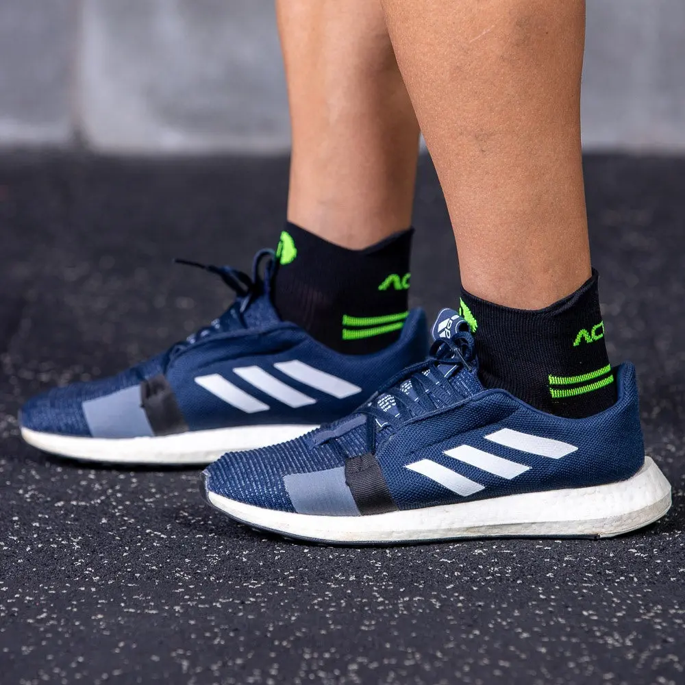 Meia de Corrida Cano Curto 39-43 F14-PV Preto e Verde Acte