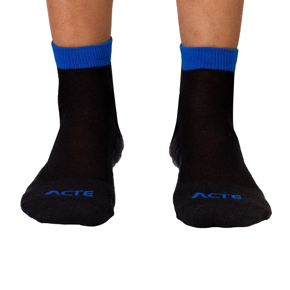 Meias Pilates Algodão Antiderrapante F10-PA Preto Azul Acte