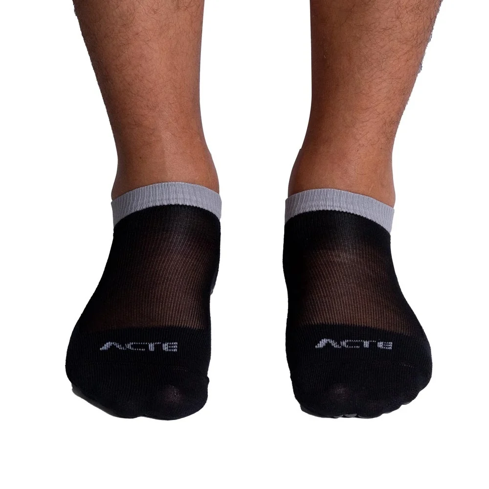 Meias Pilates Algodão Antiderrapante F10-PC Preto Cinza Acte