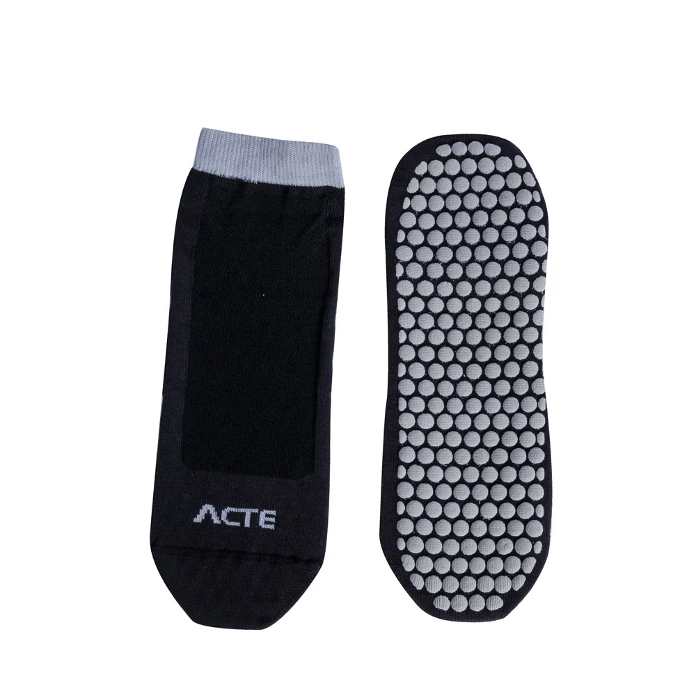Meias Pilates Algodão Antiderrapante F10-PC Preto Cinza Acte