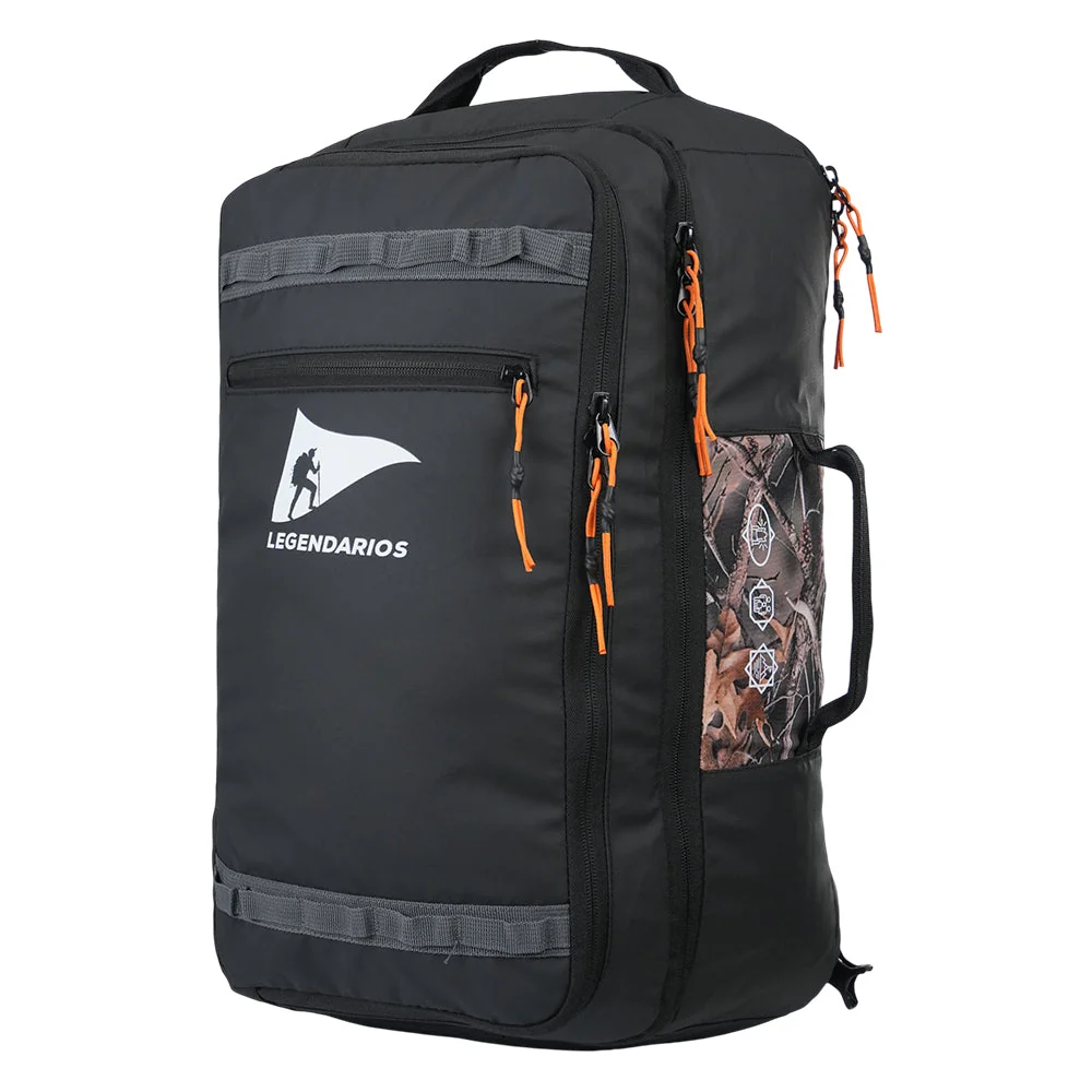 Mochila de Viagem Legendários Evoque 40L - Mala de Bordo em Poliéster PU 600D, Compartimento para Notebook, Alças Escamoteáveis e Design Híbrido para Viagens, Missões e Uso Executivo