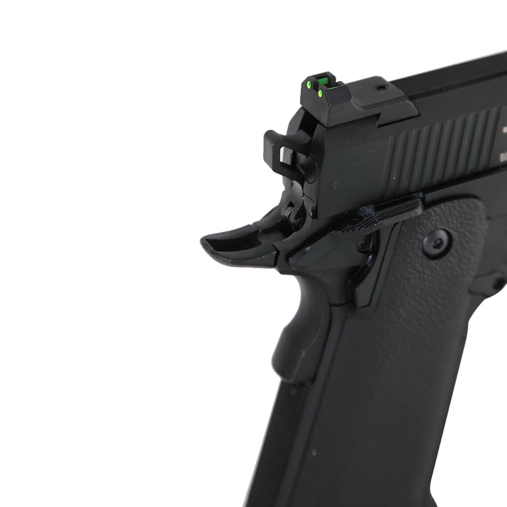 Pistola de airsoft Black Whisper híbrida 6mm Green Gás com Blowback TAG