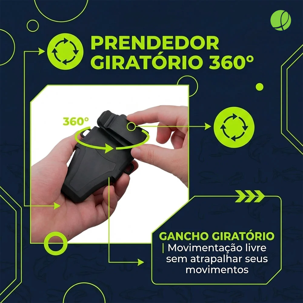 Porta Alicate Max Pesca Brasil Kit com 5 Unidades Prendedor Giratório 360° Resistente
