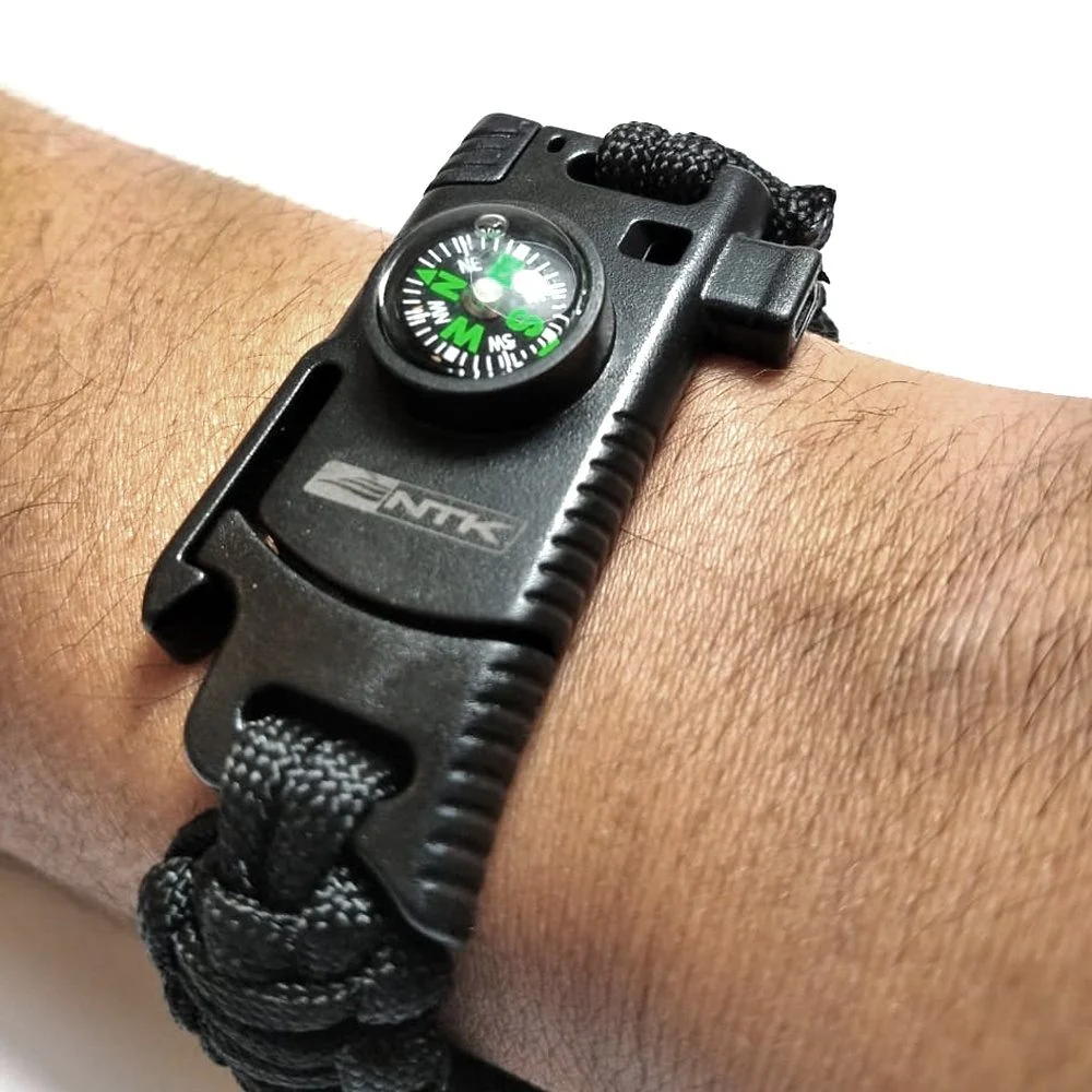 Pulseira Paracord GAC TAG com bússola e iniciador de fogo