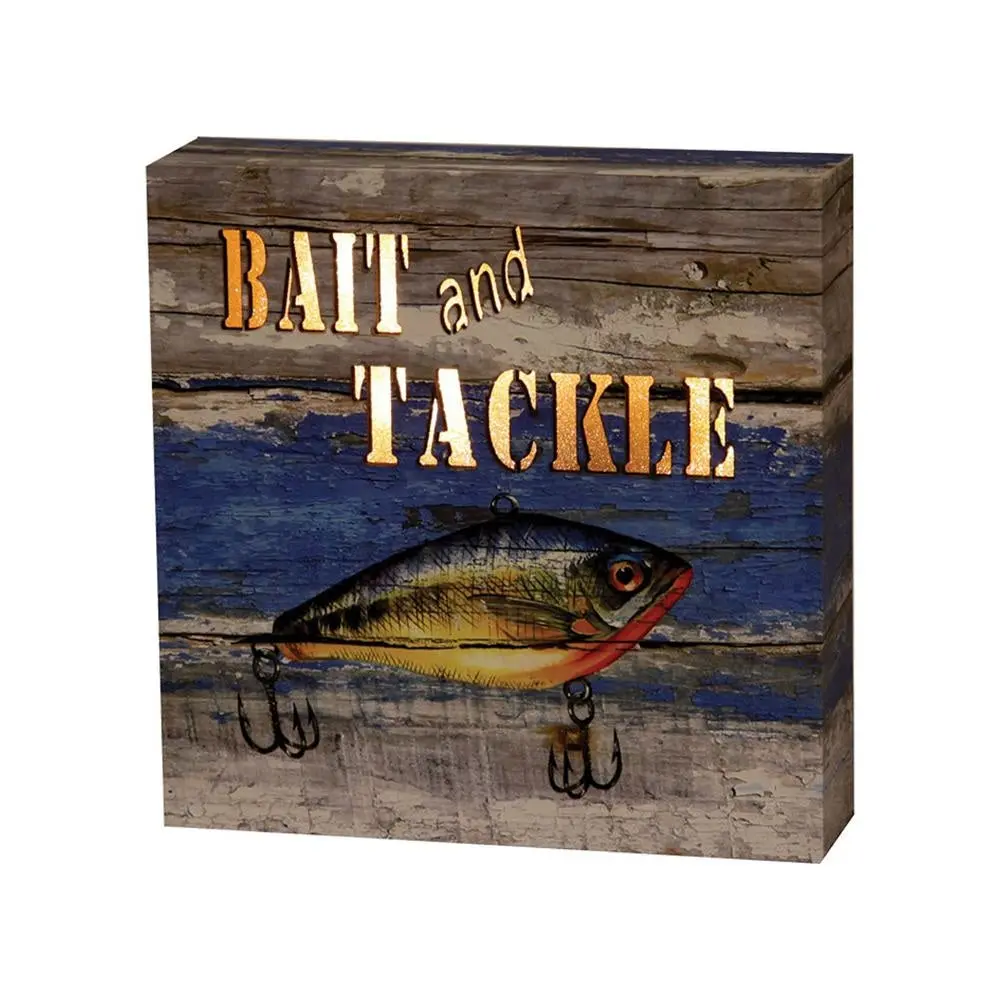 Quadro decorativo NTK iluminado com temática de pesca na medida de 15cm Isca