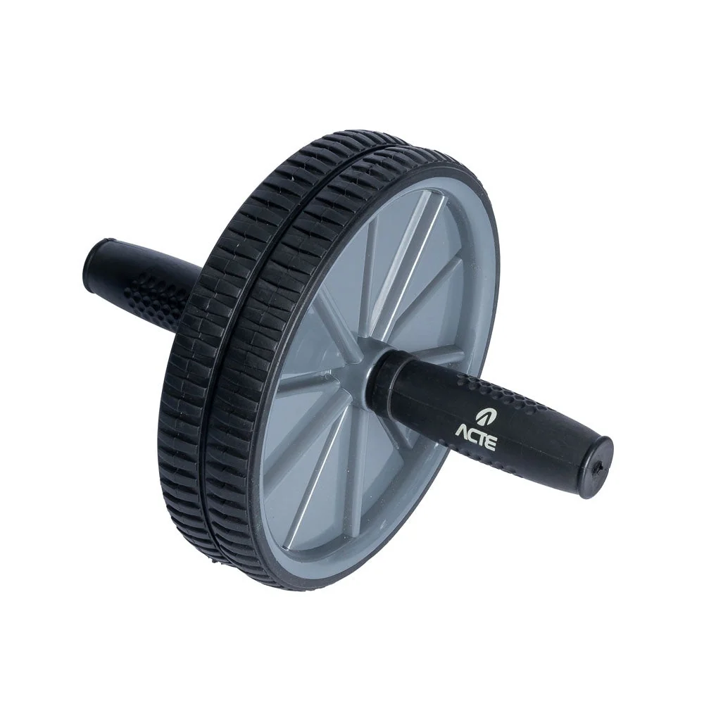 Roda Abdominal Plástico Borracha T14 Cinza e Preto Acte