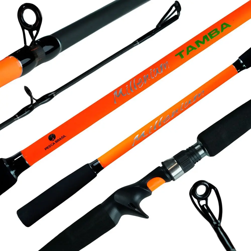 Vara de Carretilha Millenium Tamba Carbono 2,40m Pesca Esportiva Multifilamento Laranja Pesca Brasil